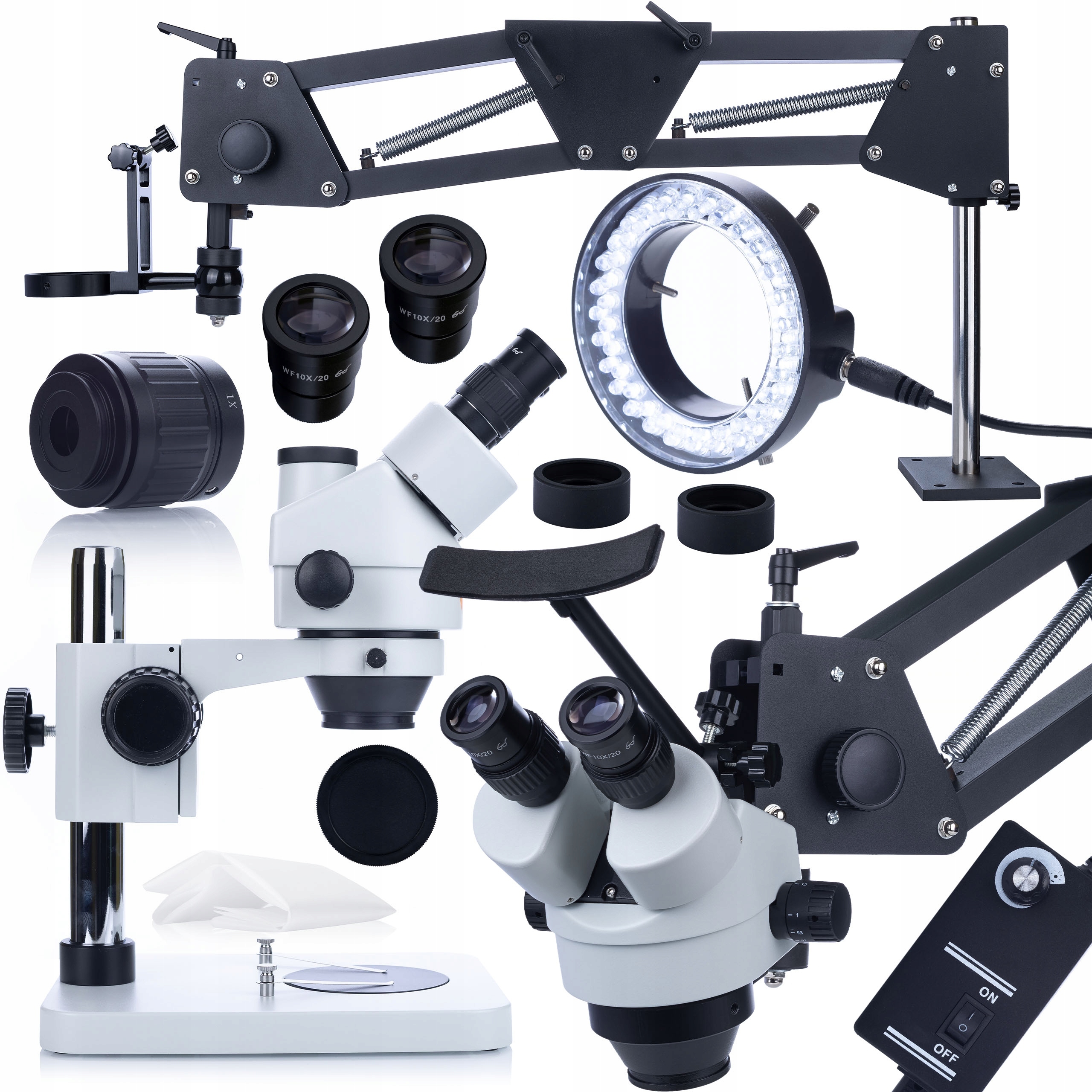 Stereoskopický Trinokulární Mikroskop Mercury Pro Výložník 80 CM Osvětlovač