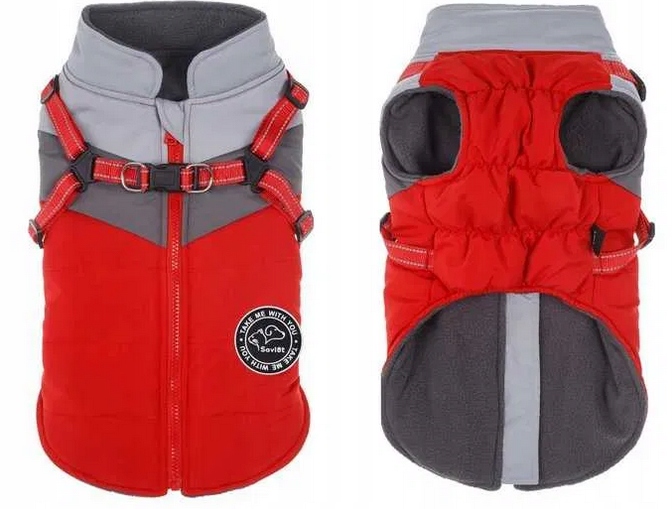 Levně Vodotěsný zimní kabát pro psa s odrazkami a zipem S