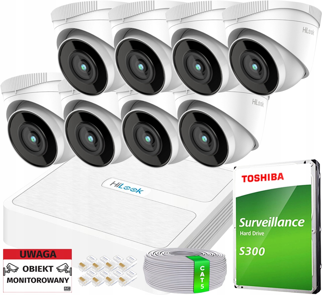 Sada na monitorovanie Ip 8 kamier 5Mpx PoE Ir 30 m Aplikácia Detekcia Nvr 1TB