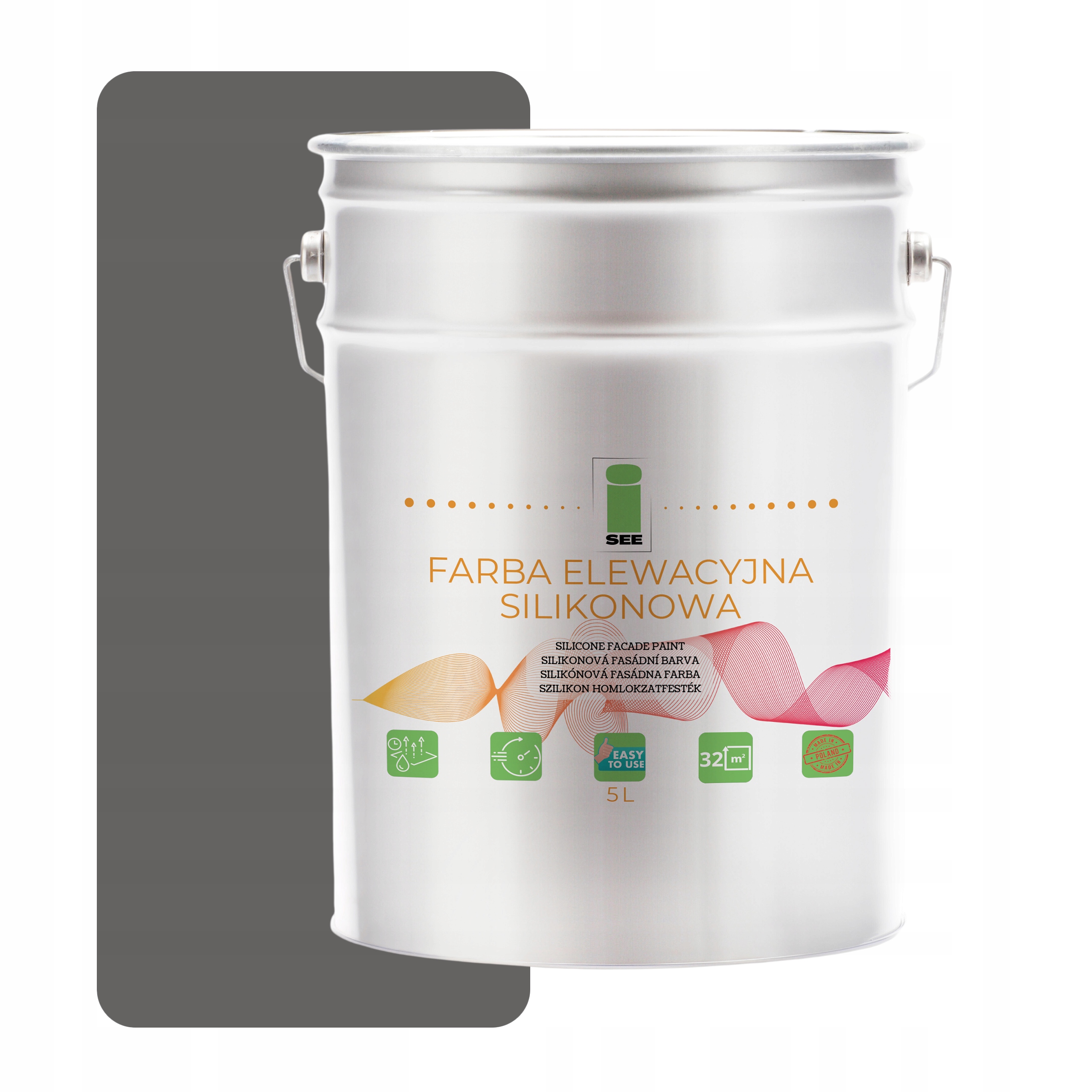 Silikónová Fasádna Farba Na Fasády Sivá Tmavá 5L Proti Riasam