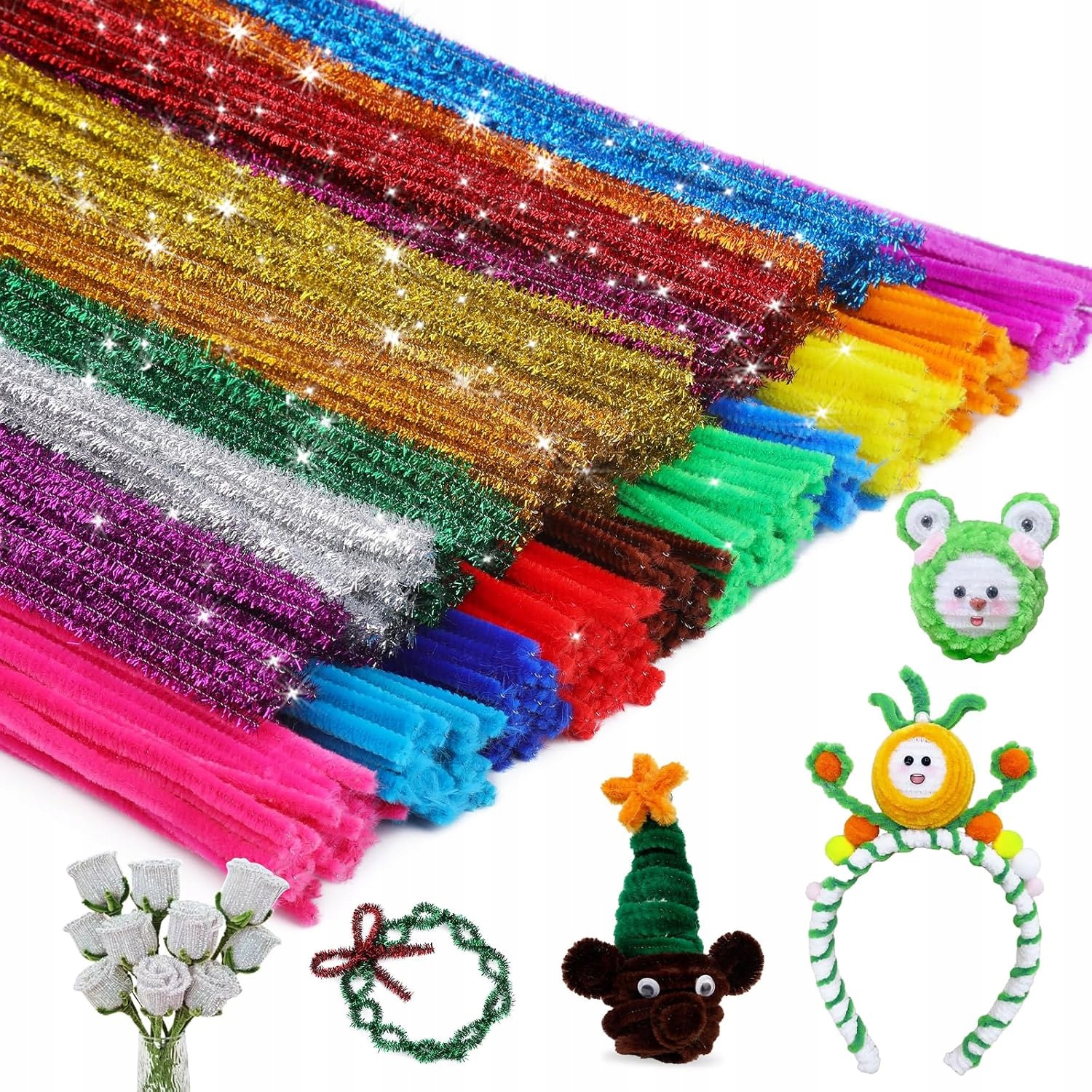 2500X Kreativní Drátky Floristické Sada Nadýchaných Vytěráků 25 Barev