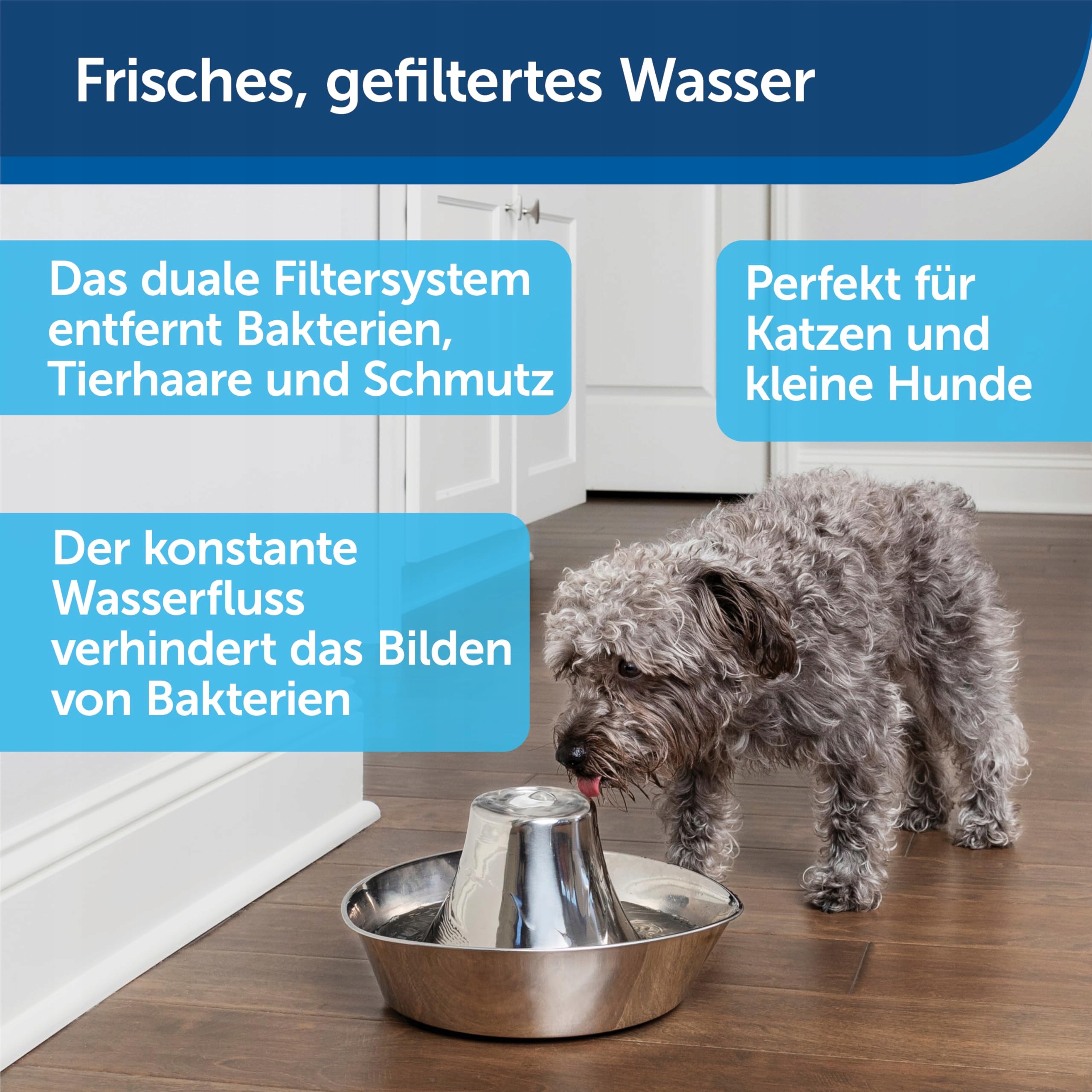 PETSAFE Fontanna Dla Zwierząt 18L Cicha Praca Srebrna — miniatura 4