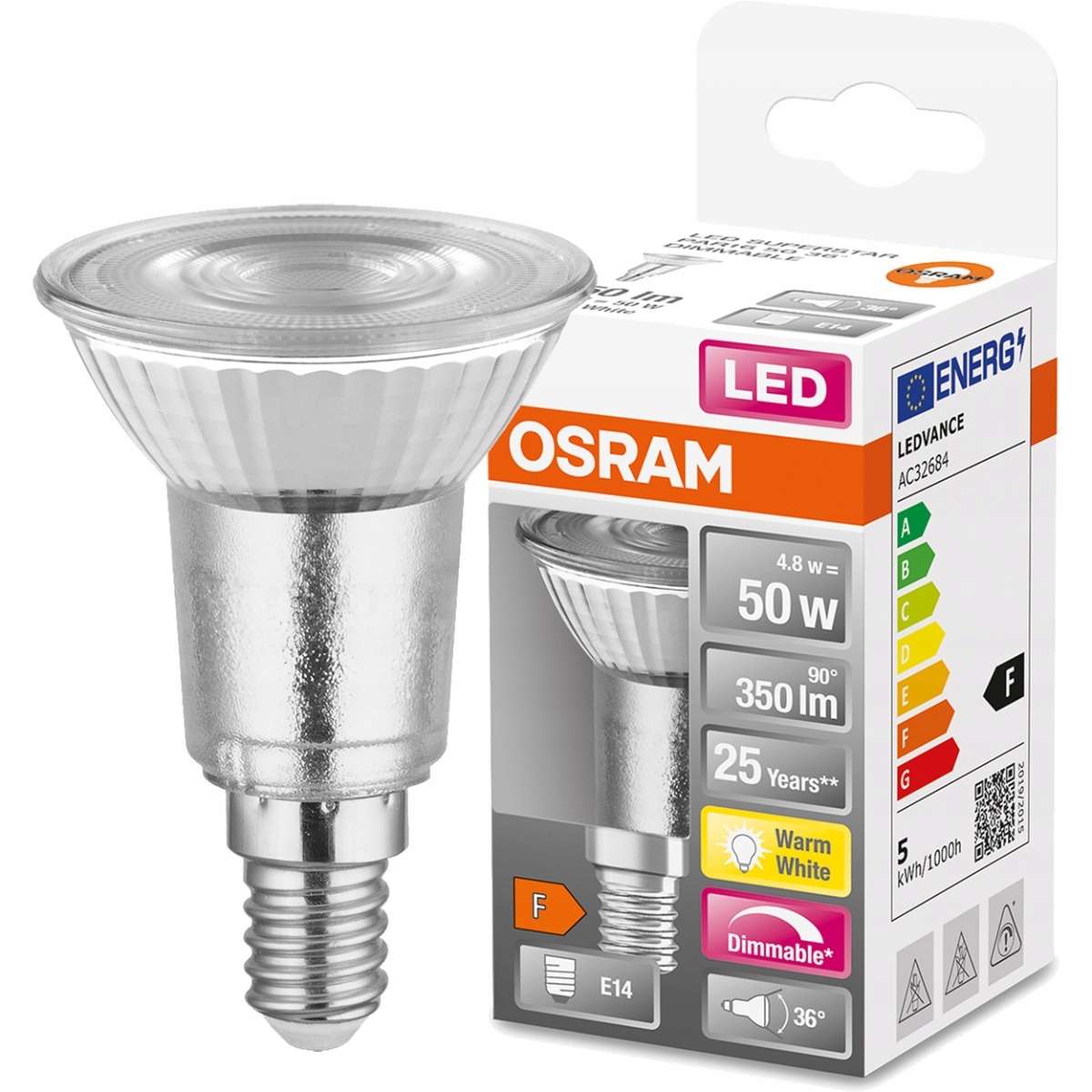

Żarówka Led 4,8W 50W E14 2700K Ściemnialna Osram