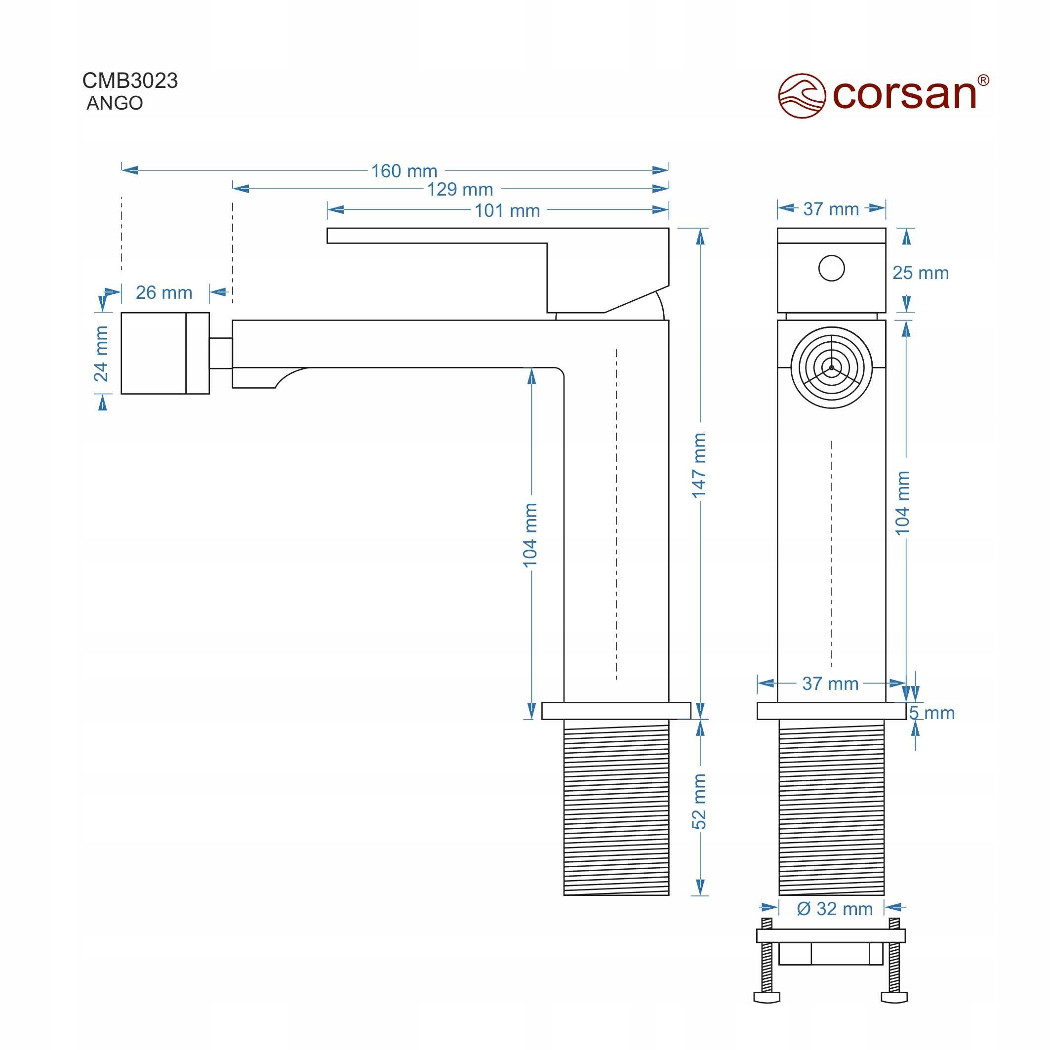 Bateria bidetowa Corsan CMB3023BL Ango czarna Marka Corsan