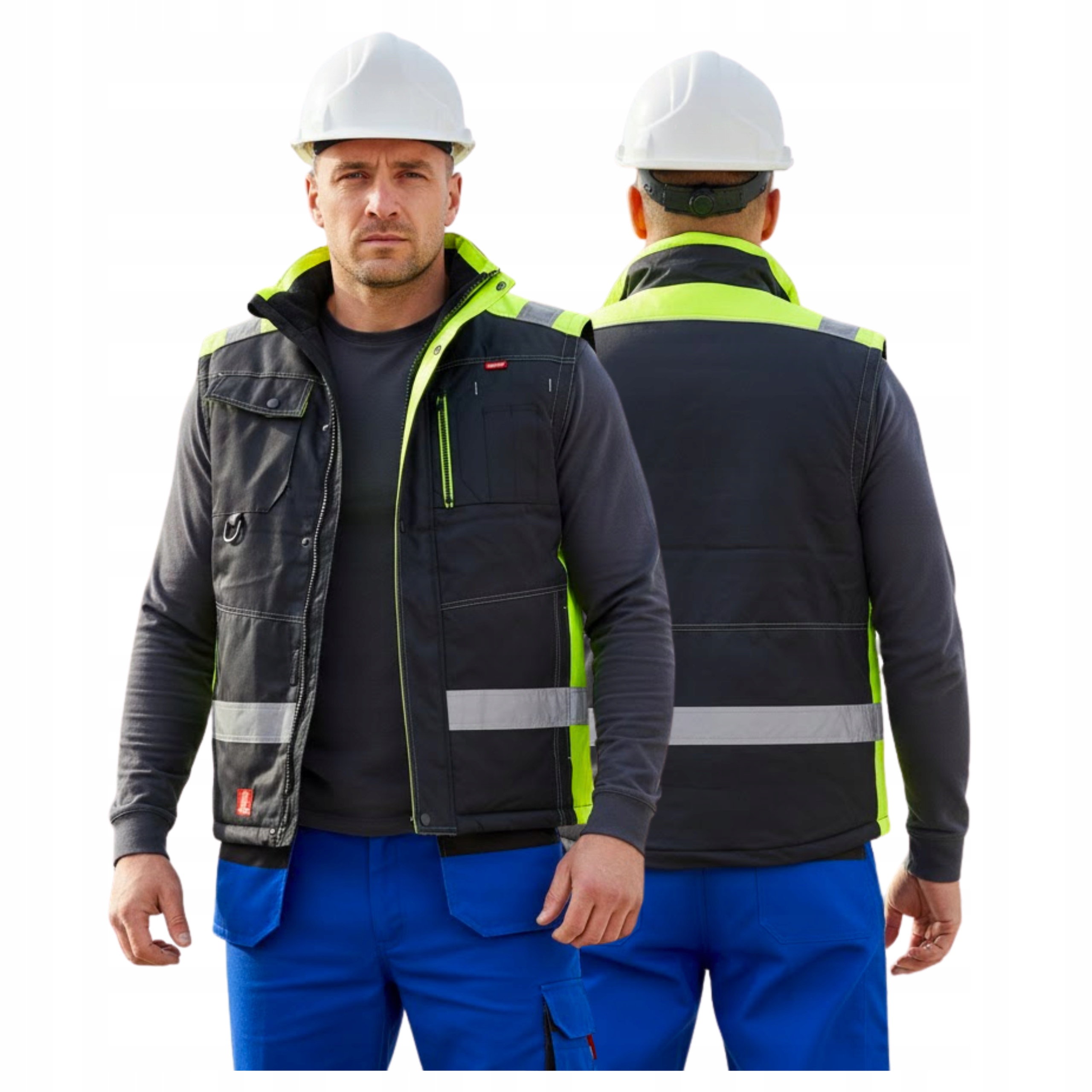 Bezrękawnik Męski Kamizelka Robocza Odblaskowa Ocieplana Polar Urgent L