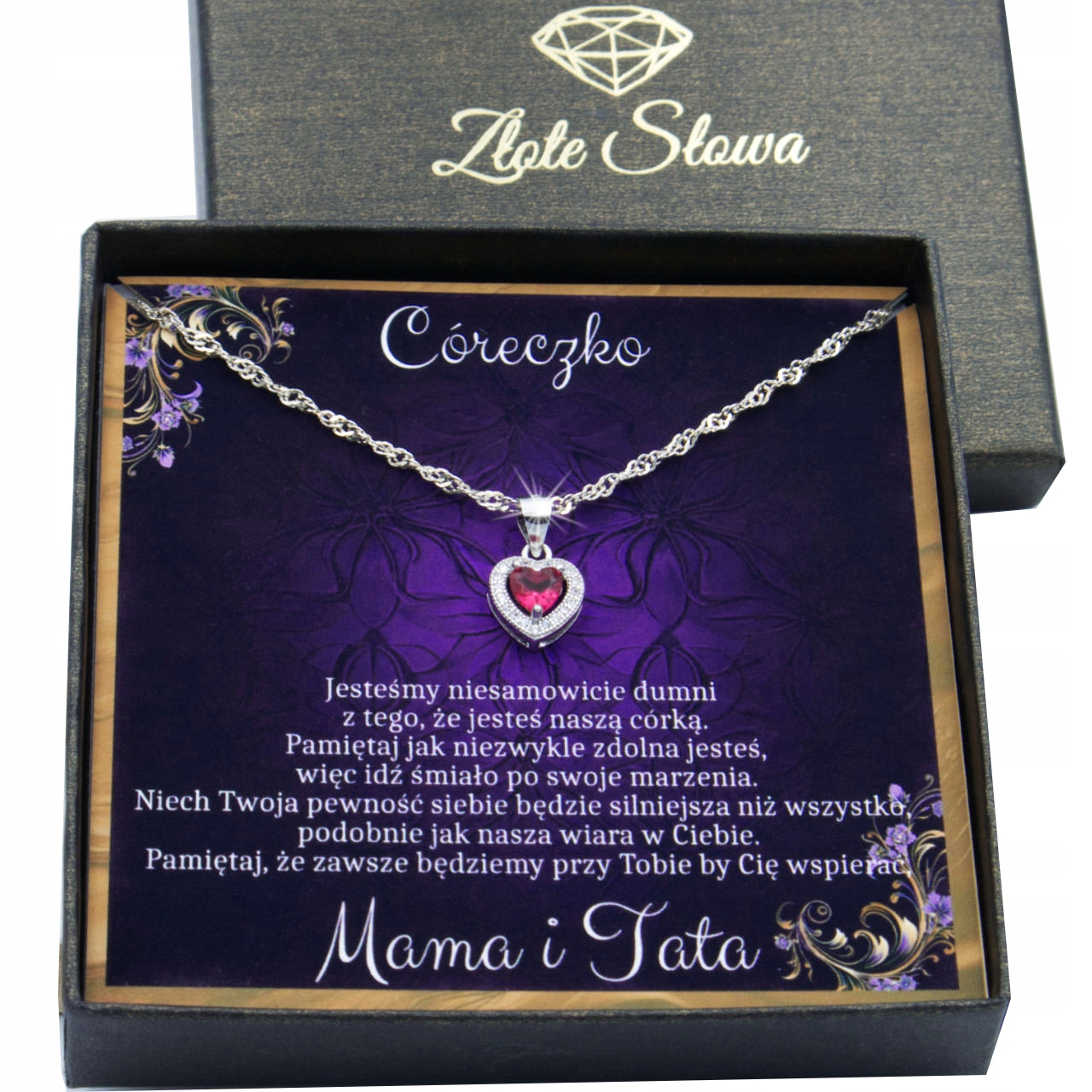 Stříbrný 925 Náhrdelník pro dceru Srdce Věnování Dárek