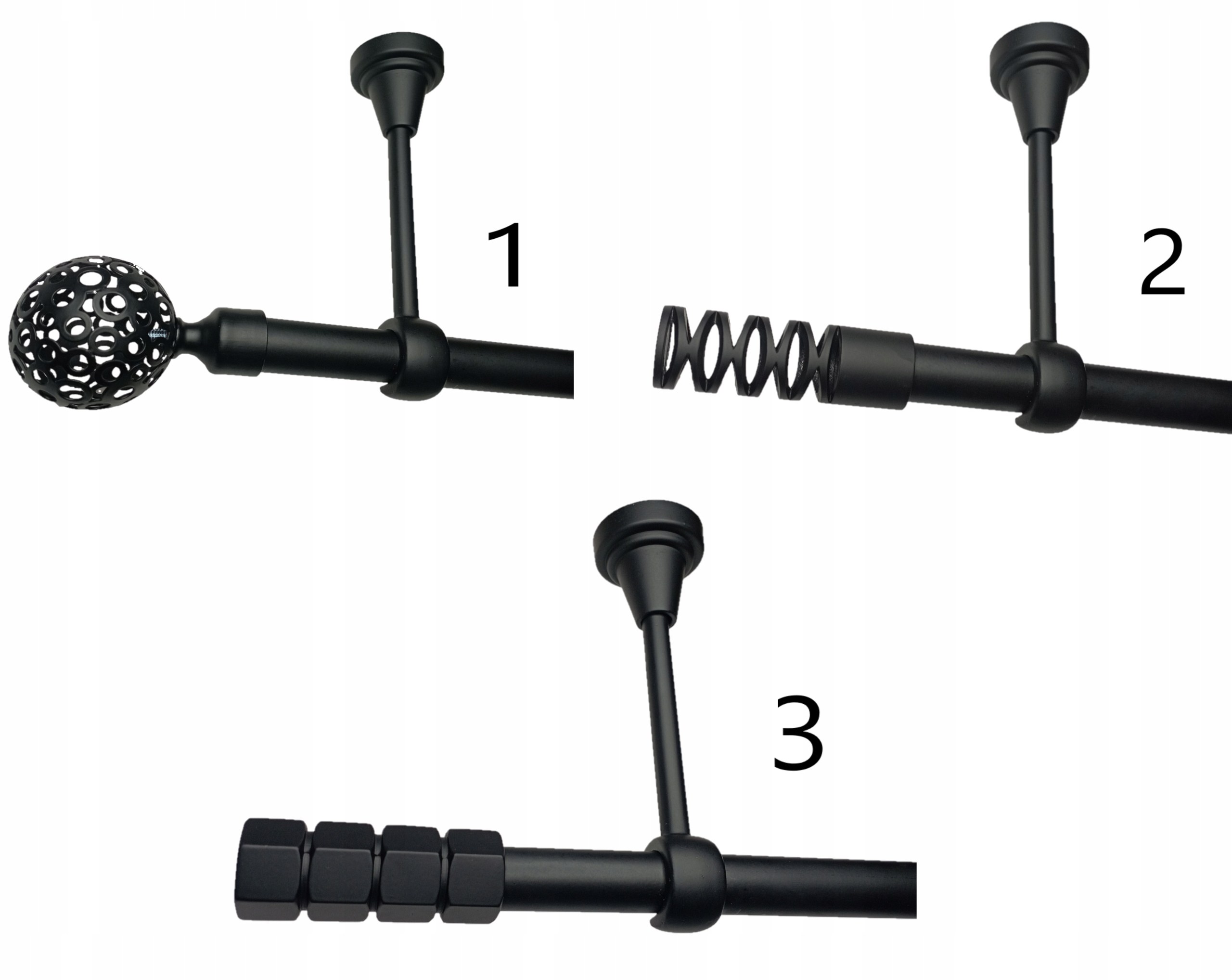 KARNISZ POJEDYNCZY SUFITOWY Fi19/110 żabki CZARNY Rodzaj karnisza pojedynczy