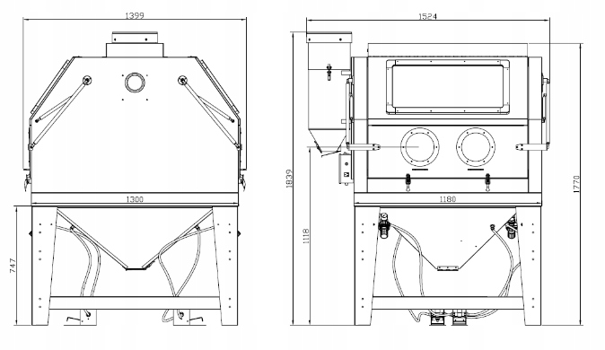 PRZEMYSŁOWA PIASKARKA 1200L Z PISTOLETAMI DO PIASKOWANIA Pojemność 1200 l