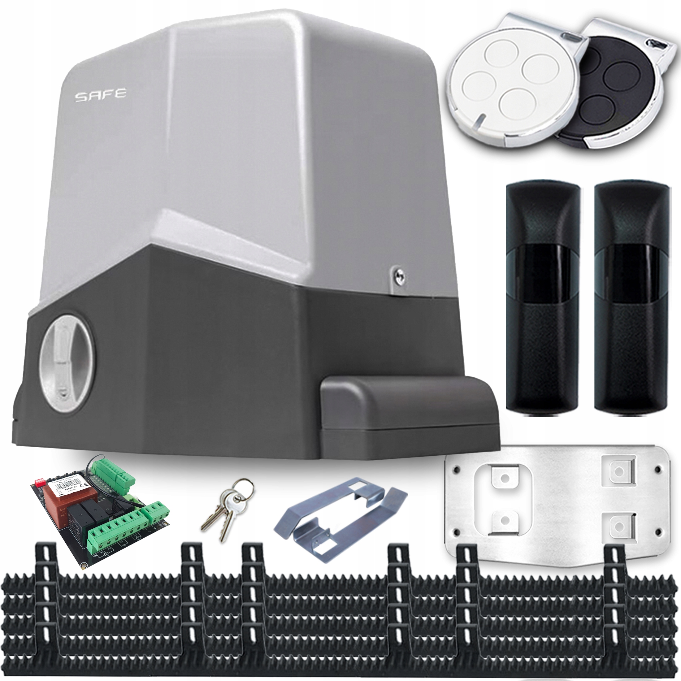 Sada Pohonů Pro Posuvnou Bránu 1000 Kg 5X Ozubené Lišty Ovladače Automat Safe