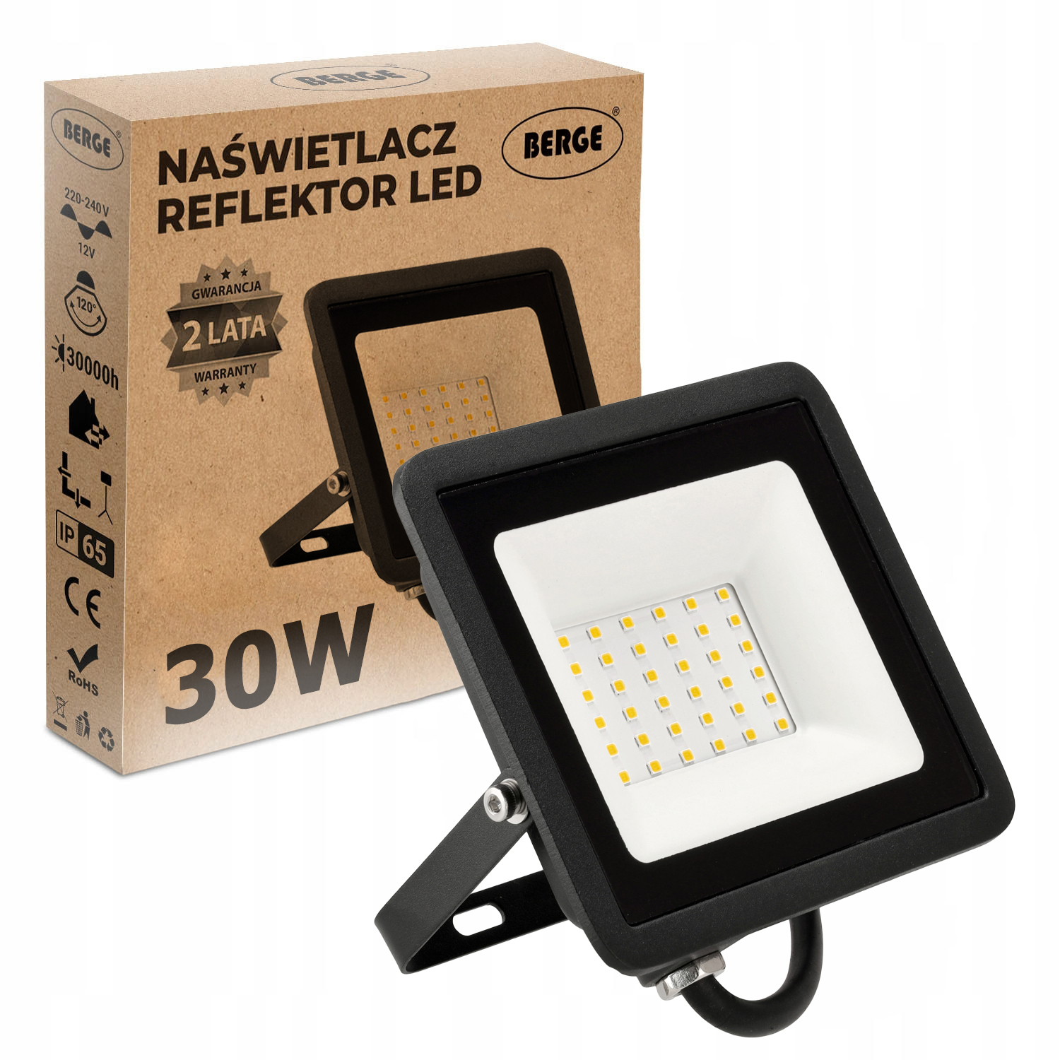 Halogen Naświetlacz LED 30W = 180W IP65 Premium