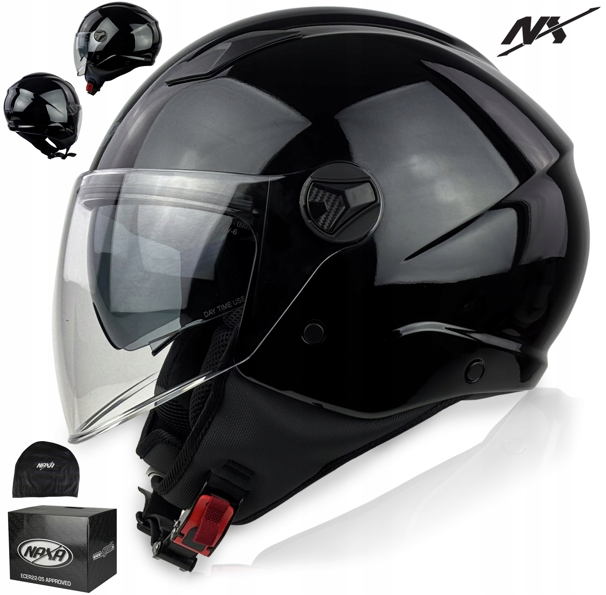 Motocyklová Přilba Otevřený Skútr Chopper Naxa S35r.M|SLUNEČNÍ Clona