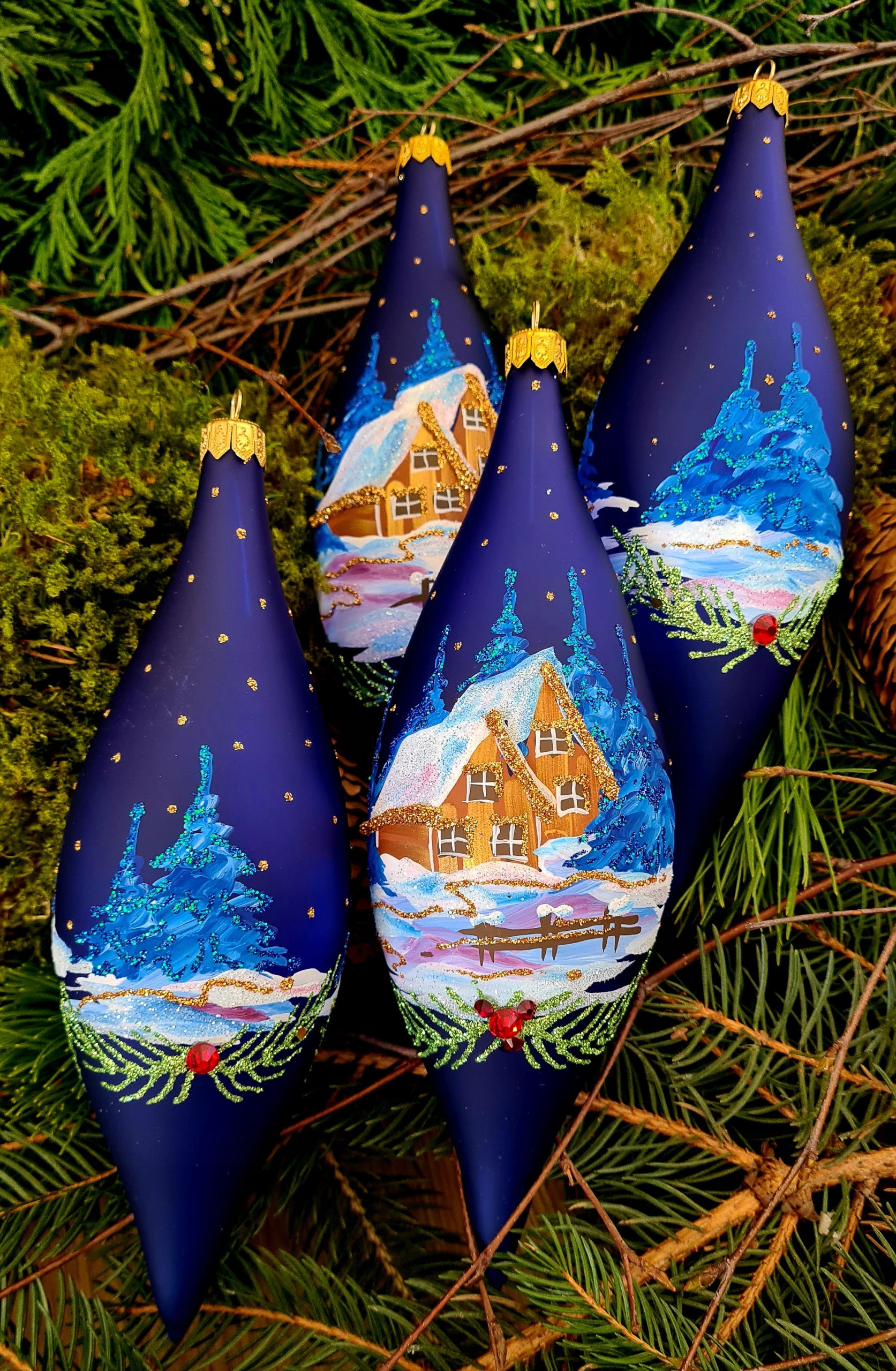 BOMBKI CHOINKOWE SZKLANE RĘCZNIE MALOWANE SOPEL