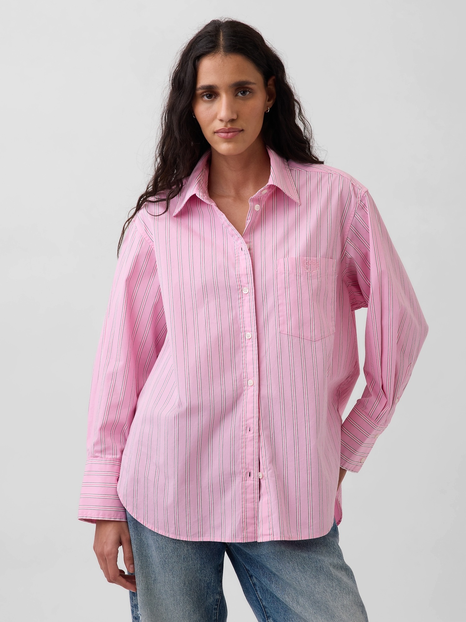 Gap Oversize popelínová košile s logem Big Shirt