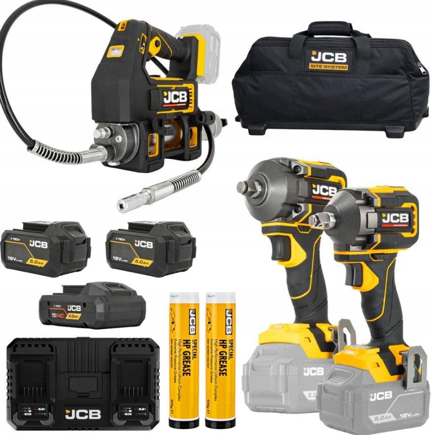 Sada Rázového Utahováku 35 Nm A 620 Nm Mazací Stroj 700 Bar 2 X Mazivo 3 X Baterie Taška