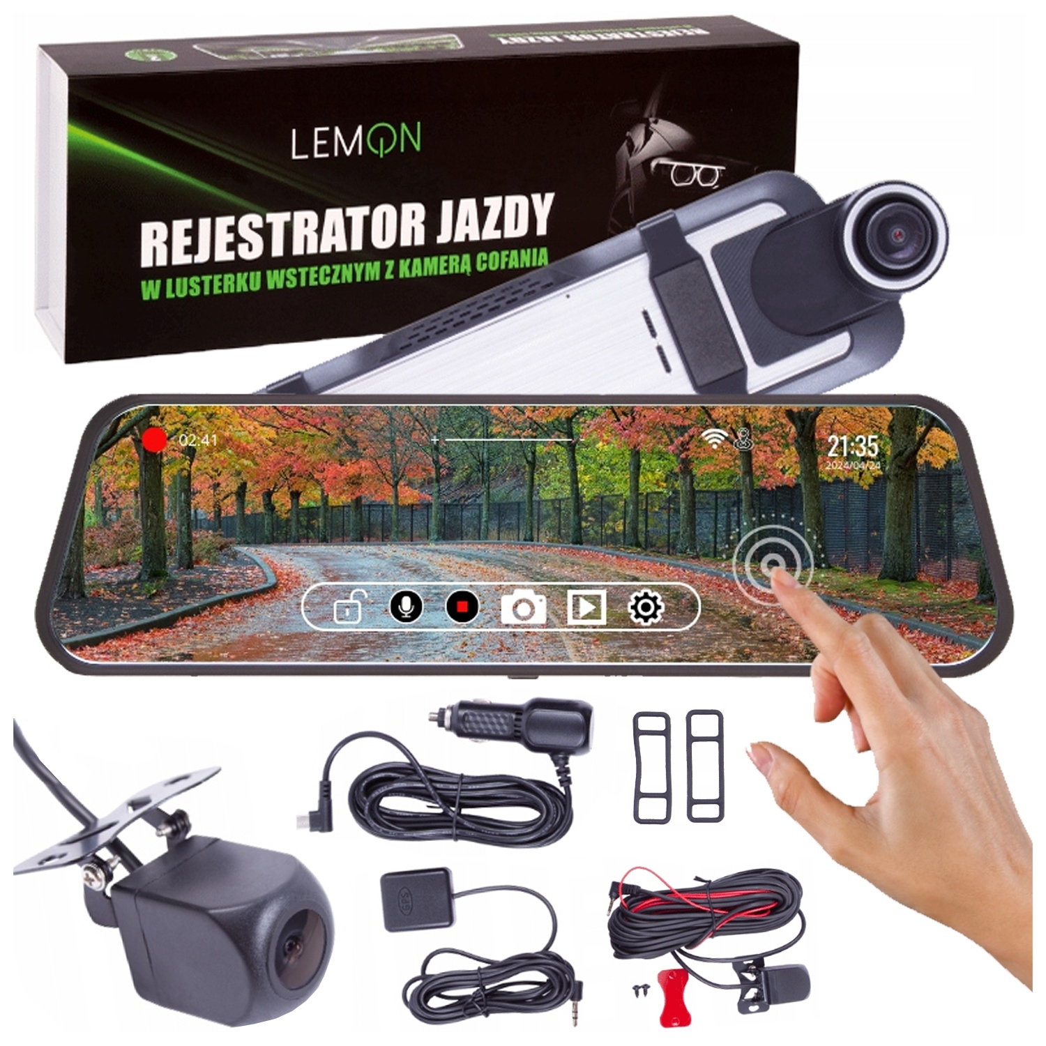 Kamera Cúvania Gps Video Záznamník Jazdy WiFi 10" Dotykové Zrkadlo 4K