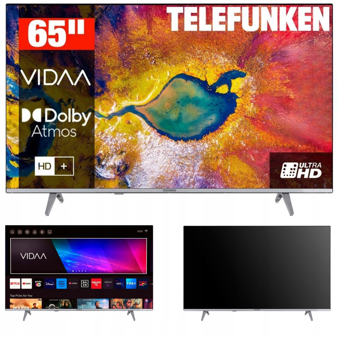Telewizor Smart Tv Led 65" Telefunken D65U875M8CW DVBT2 4K HDR10 Bezramkowy