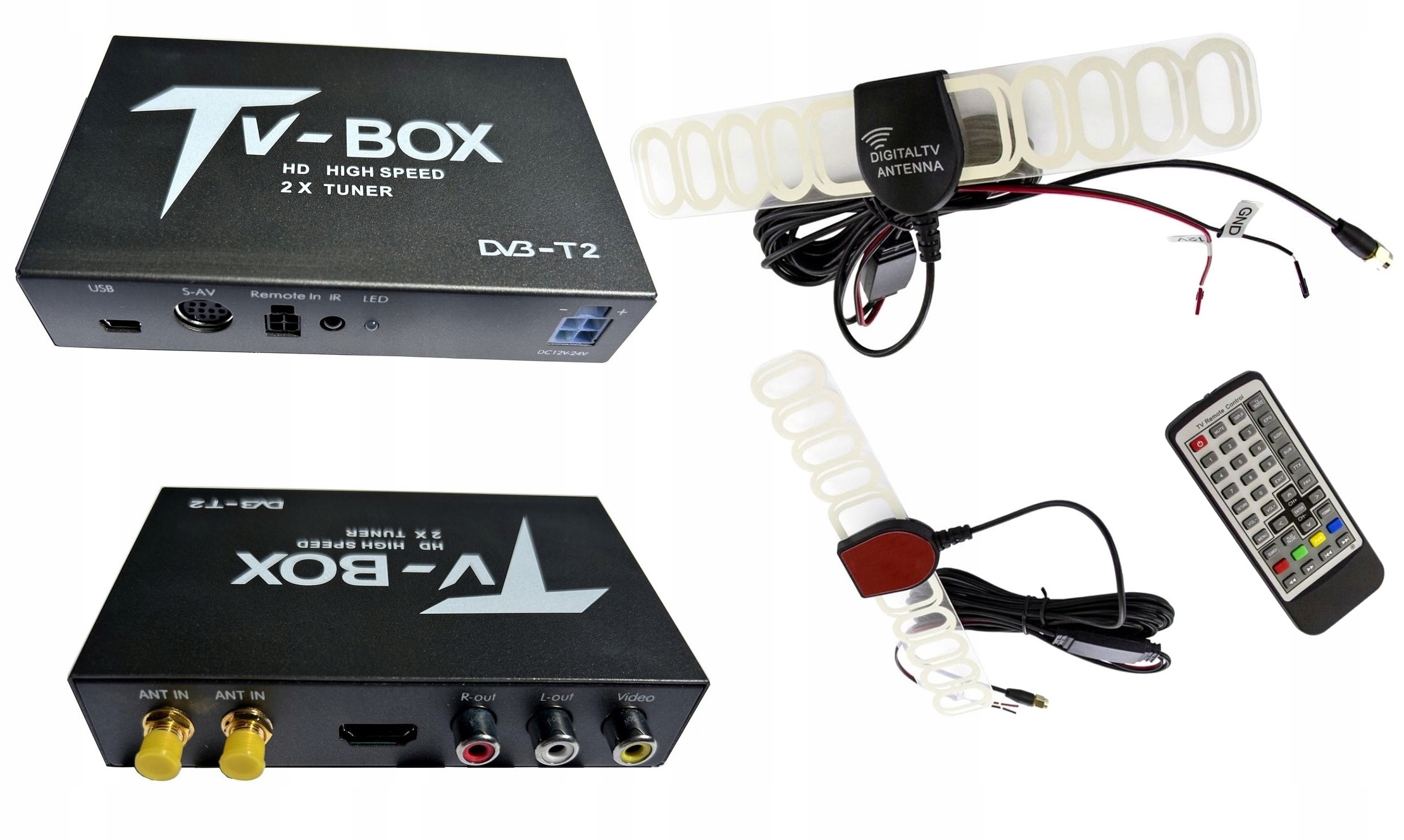 TUNER CYFROWY SAMOCHODOWY 12V DEKODER TELEWIZYJNY TV DVB-T2 H.265 HEVC HDMI Marka inna