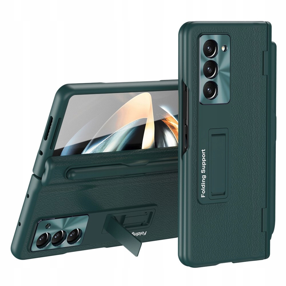 Pouzdro Kožené Sklo pro Samsung Galaxy Z Fold5 5G pouzdro s podstavcem dotykové pero