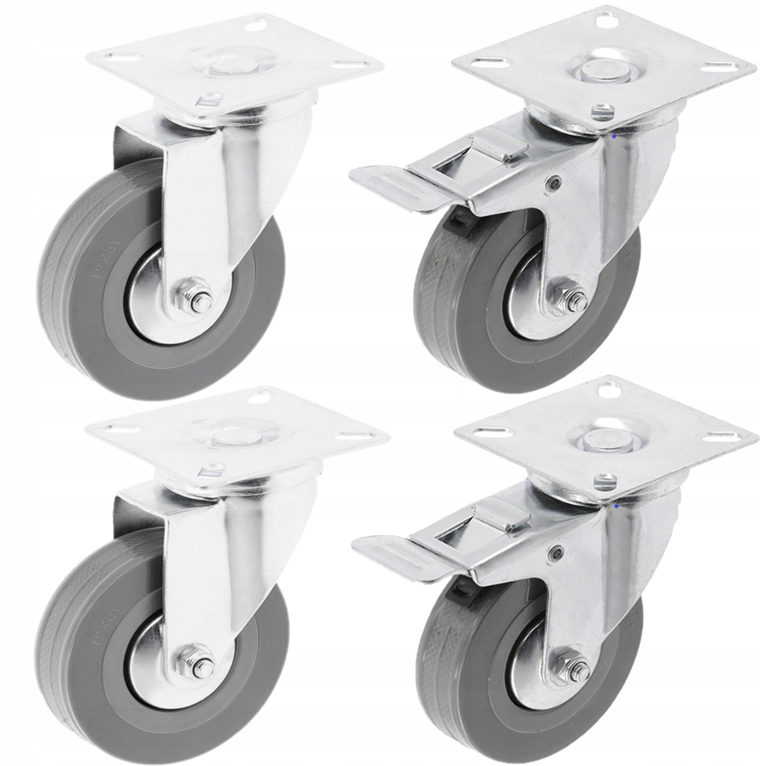 ZESTAW JEZDNY KÓŁ KÓŁEK KOŁA OBROTOWE 75MM 220KG