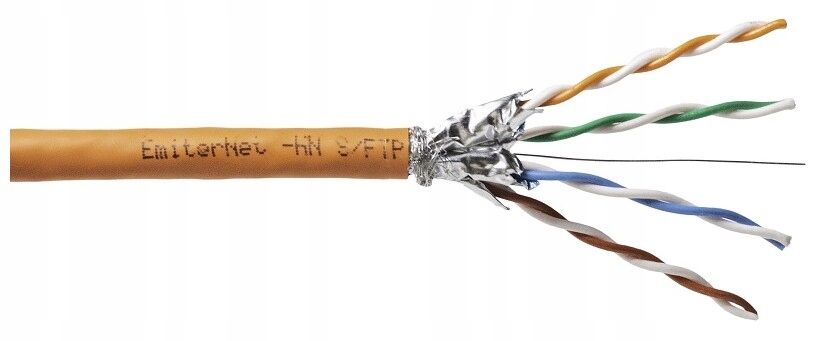 Kabel Emiter Net Sftp (s/ftp) kat 7 1000MHz, 4 x2 x 23AWG, Lszh-fr 500mb
