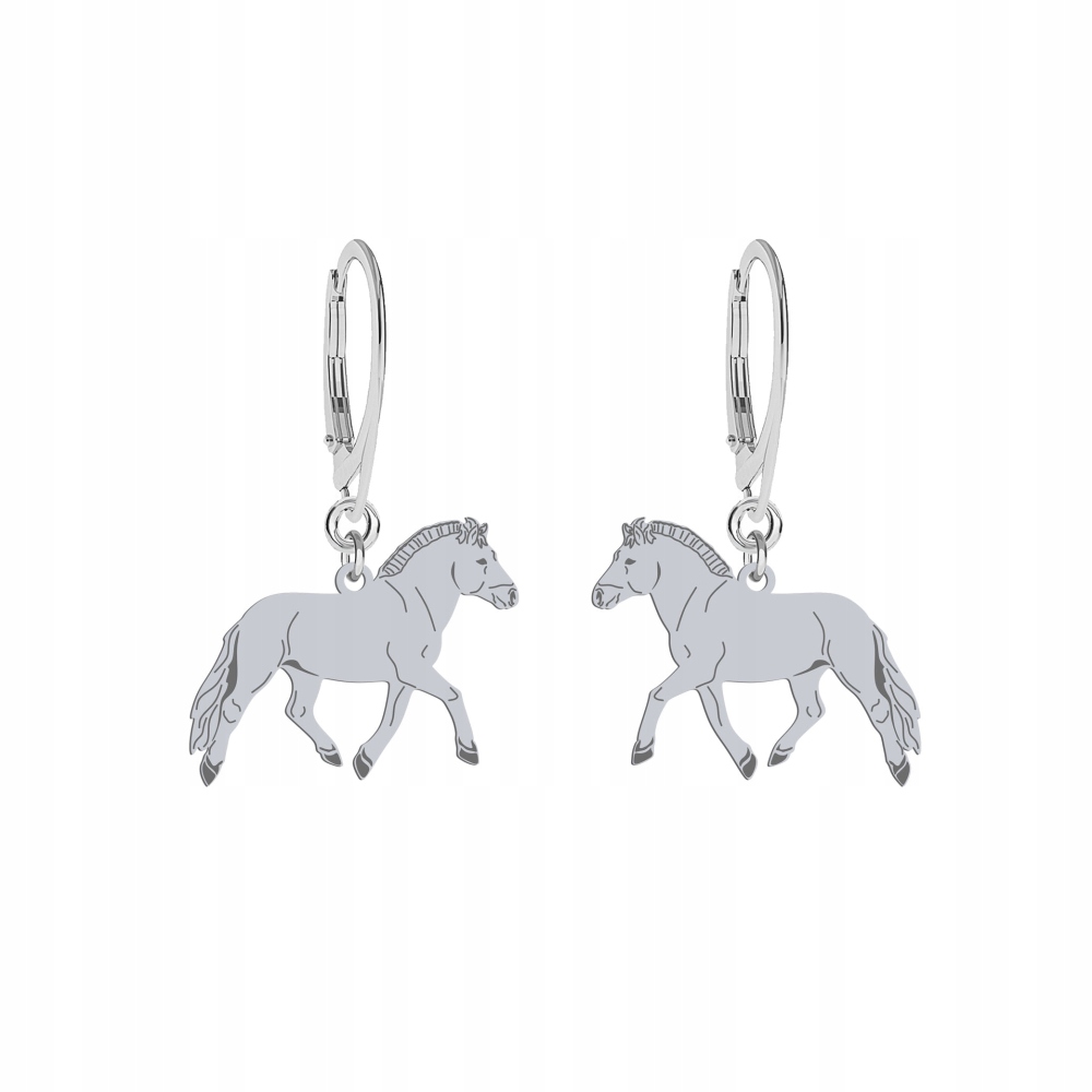 Stříbrné Náušnice s fjordským koněm 925 Dárek Šperky Žena Gravírování