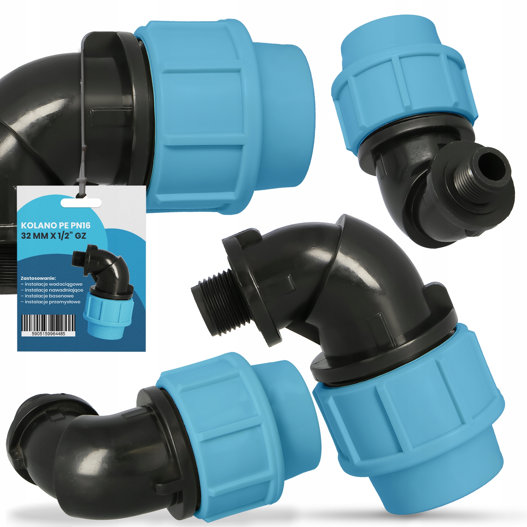 

Kolano PN16 Skręcane Pe Linii Rury 90° fi 32x1/2