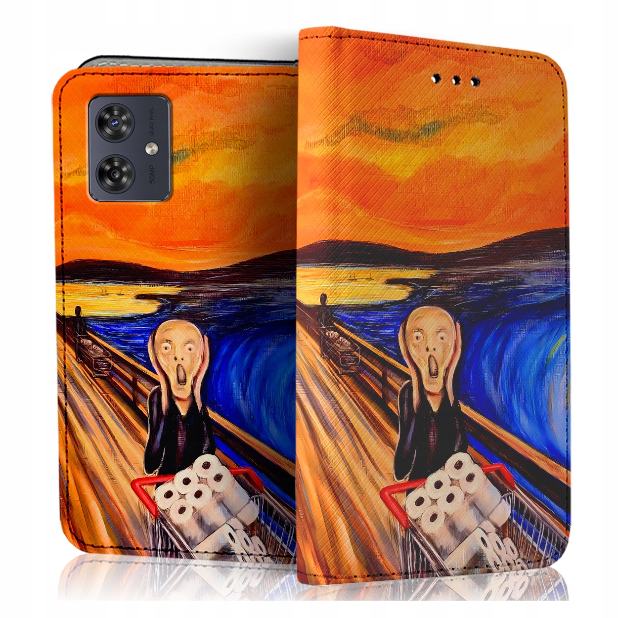 Etui Z Klapką Na Telefon Motorola G54 G54 Power 5G Case Pokrowiec Szkiełko