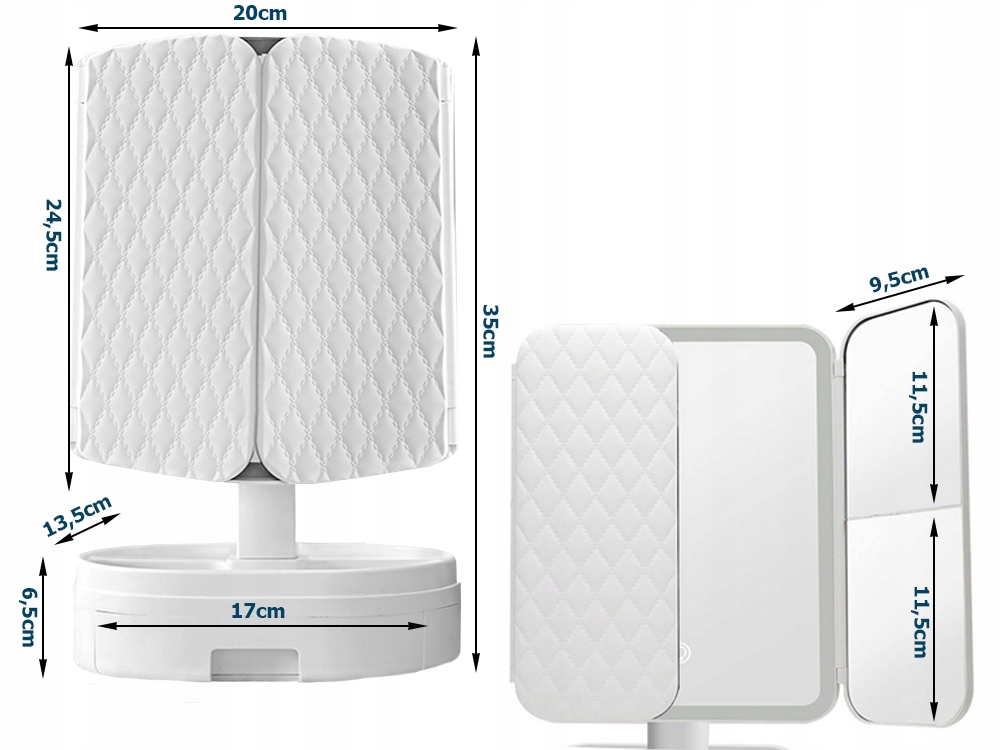 KOSMETICKÉ ZRCÁTKO LED KOSMETICKÉ PODSVÍCENÉ ROZKLÁDACÍ ZVĚTŠOVACÍ Kód výrobce 27028