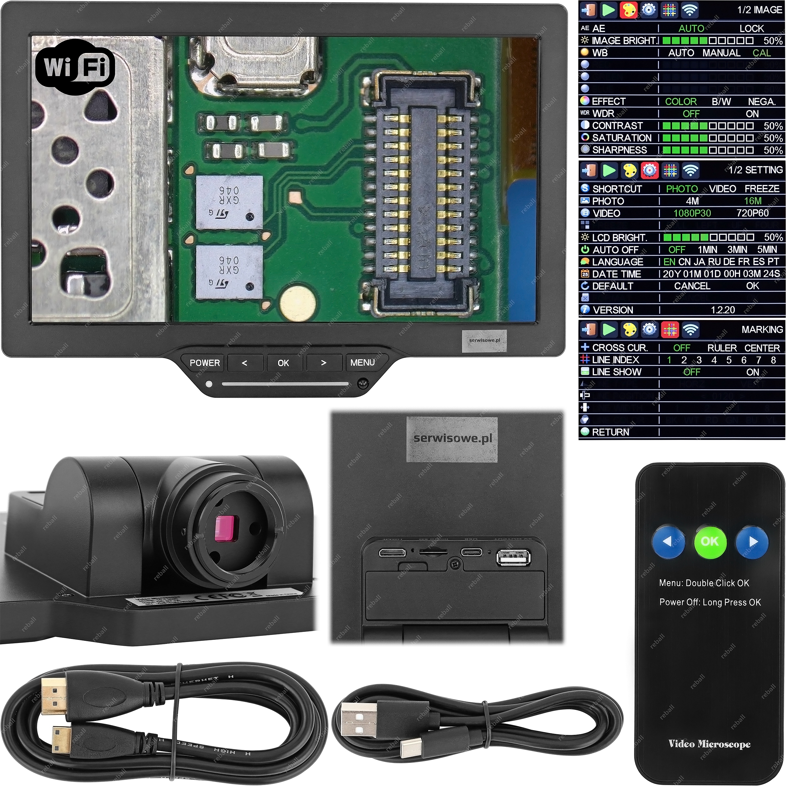 Monitor 10,1" Full Hd YS010W S Kamerou Usb Hdmi WiFi Pro Mikroskop Stereoskop