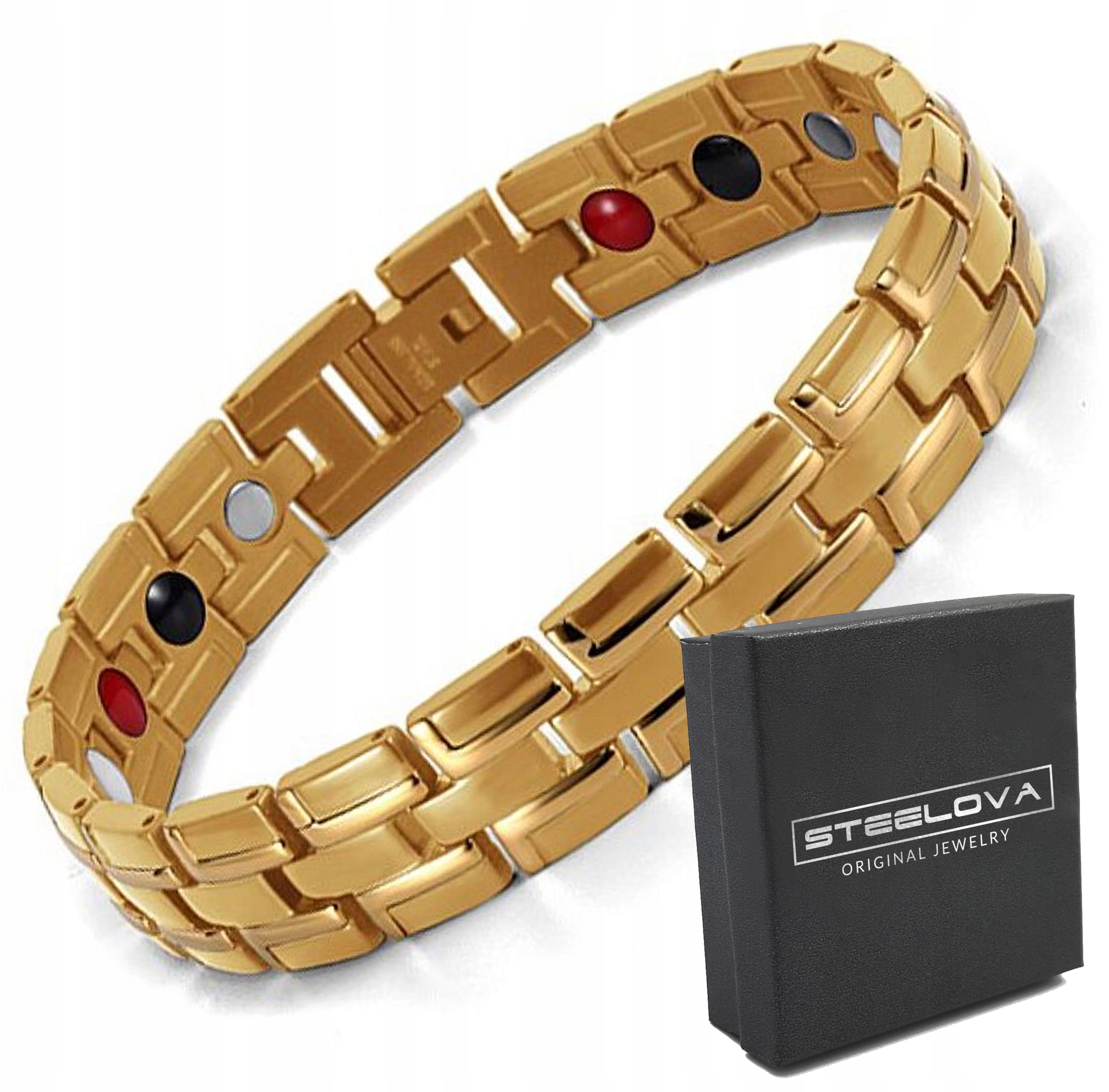 Zlatý 18k náramek s magnety, Zdravotní Ocel 316L