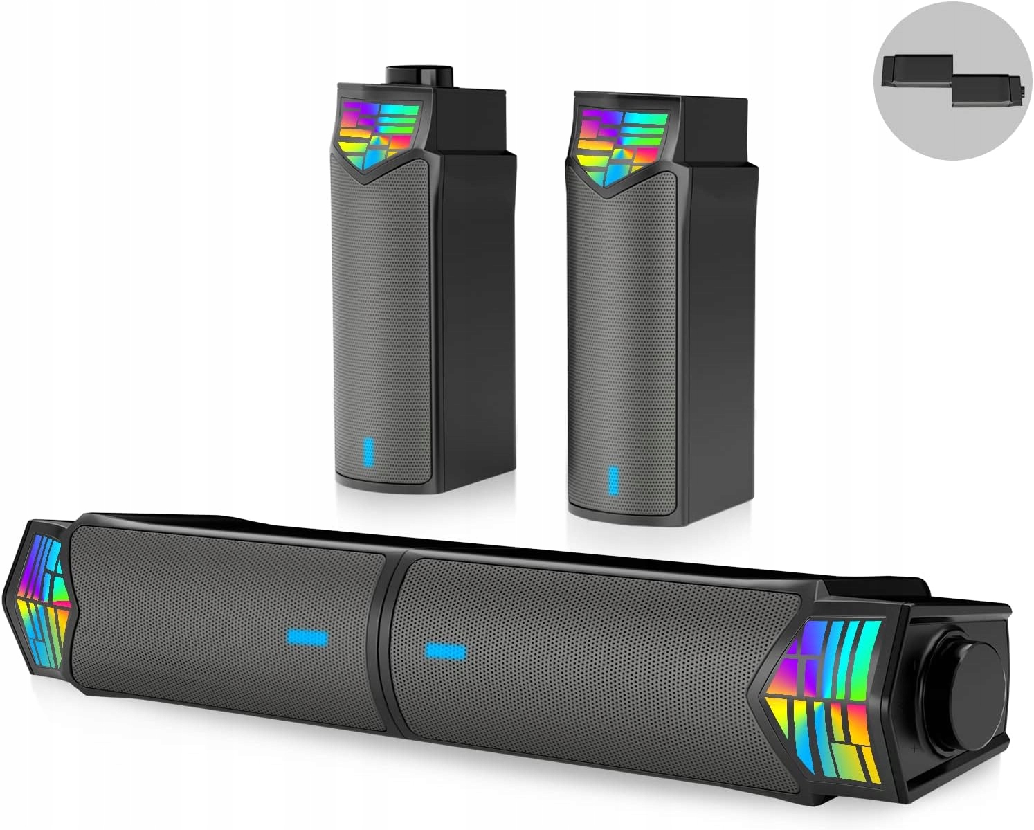 GŁOŚNIK KOMPUTEROWY 2W1 BLUETOOTH RGB SOUNDBAR ROZDZIELANY STEREO