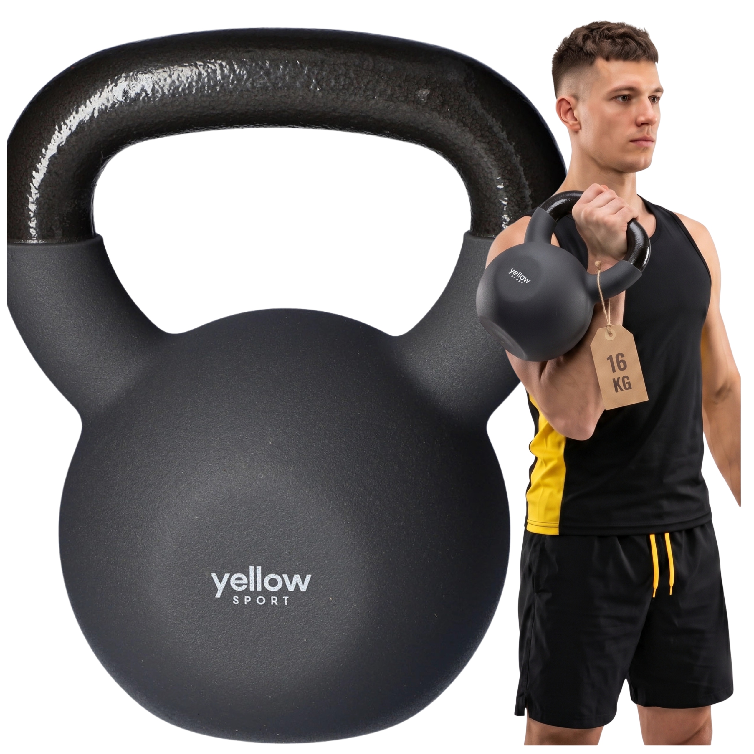Kettlebell Odważnik Ćwiczeń Kettle Kula Żeliwny Hantel Hantla Fitness 16kg