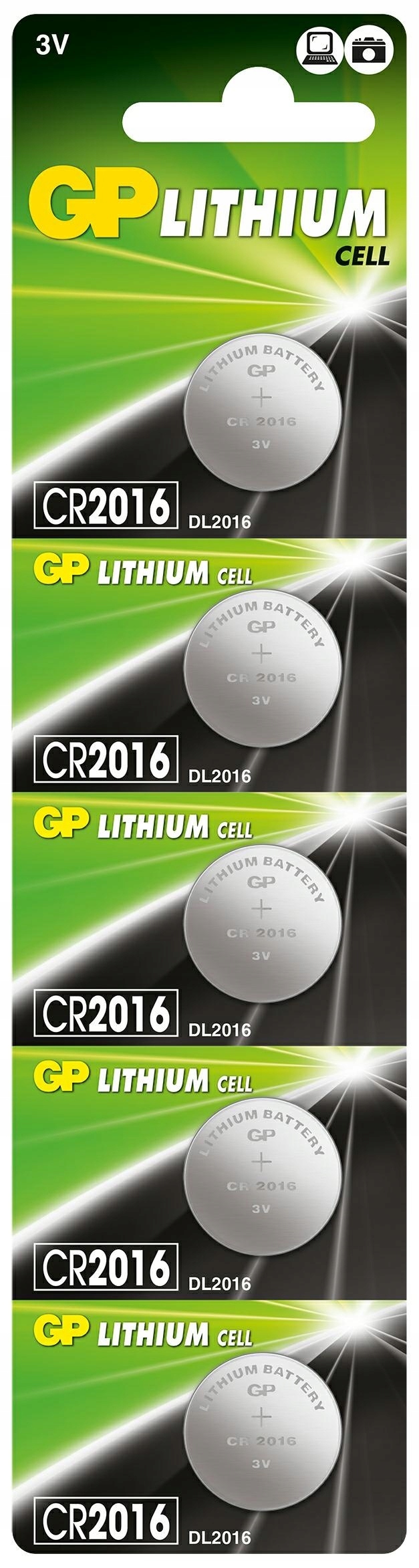 

5x Bateria litowa Gp CR2016 3V LiMnO2 90mAh guzik