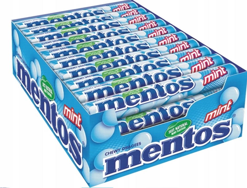 40 x Mentos Mint cukierki do żucia miętowe 38g kartonik