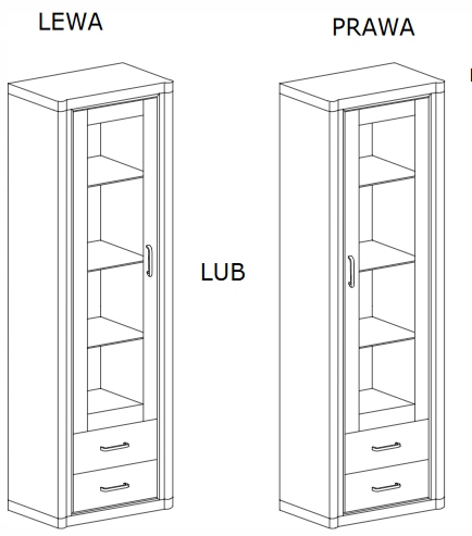 WITRYNA wąska DALLAS D-16 sonoma truflowy + LED Kolekcja Witryna