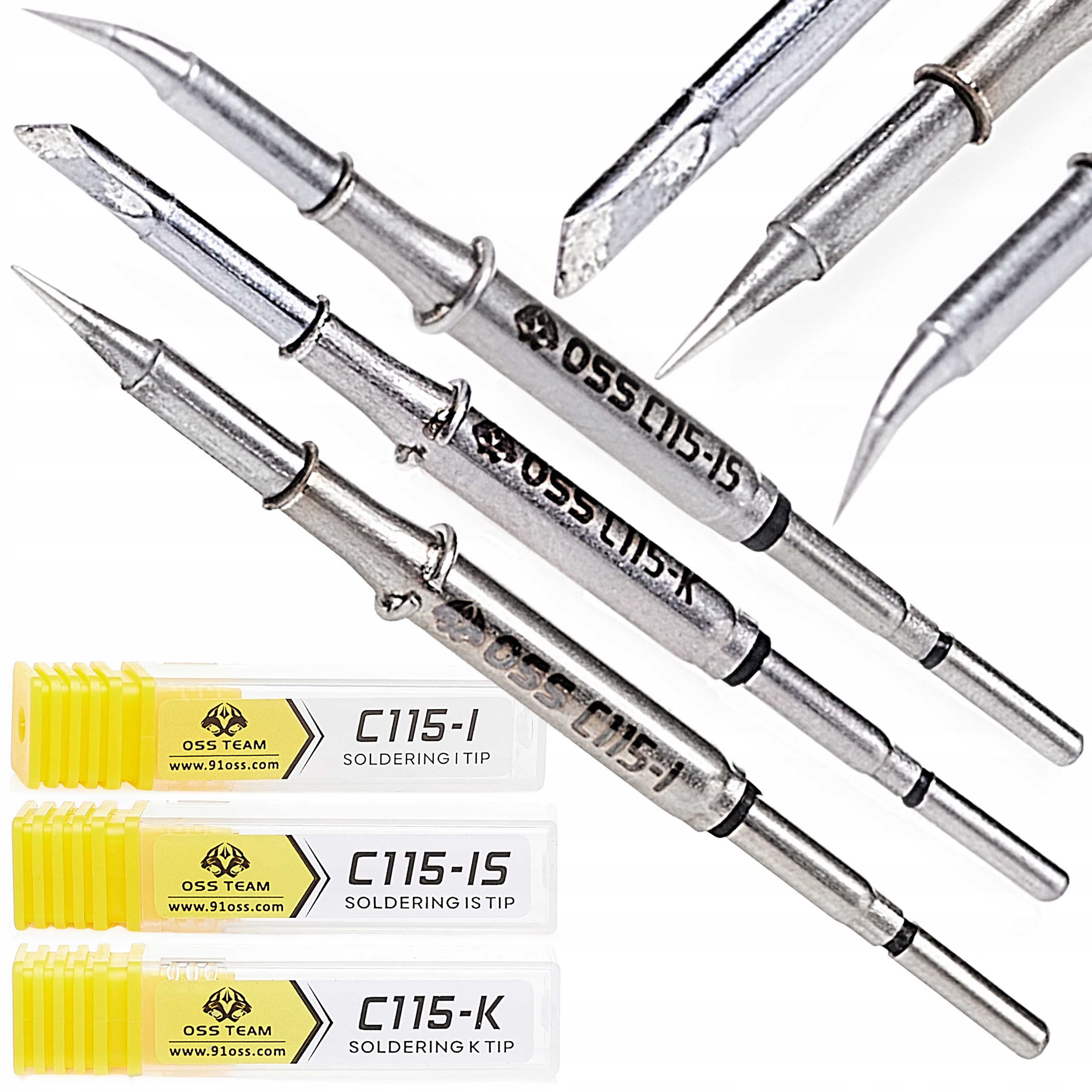 Sada 3x Přesný Pájecí Hrot C115 Oss Team Pro Páječky Aixun Sugon