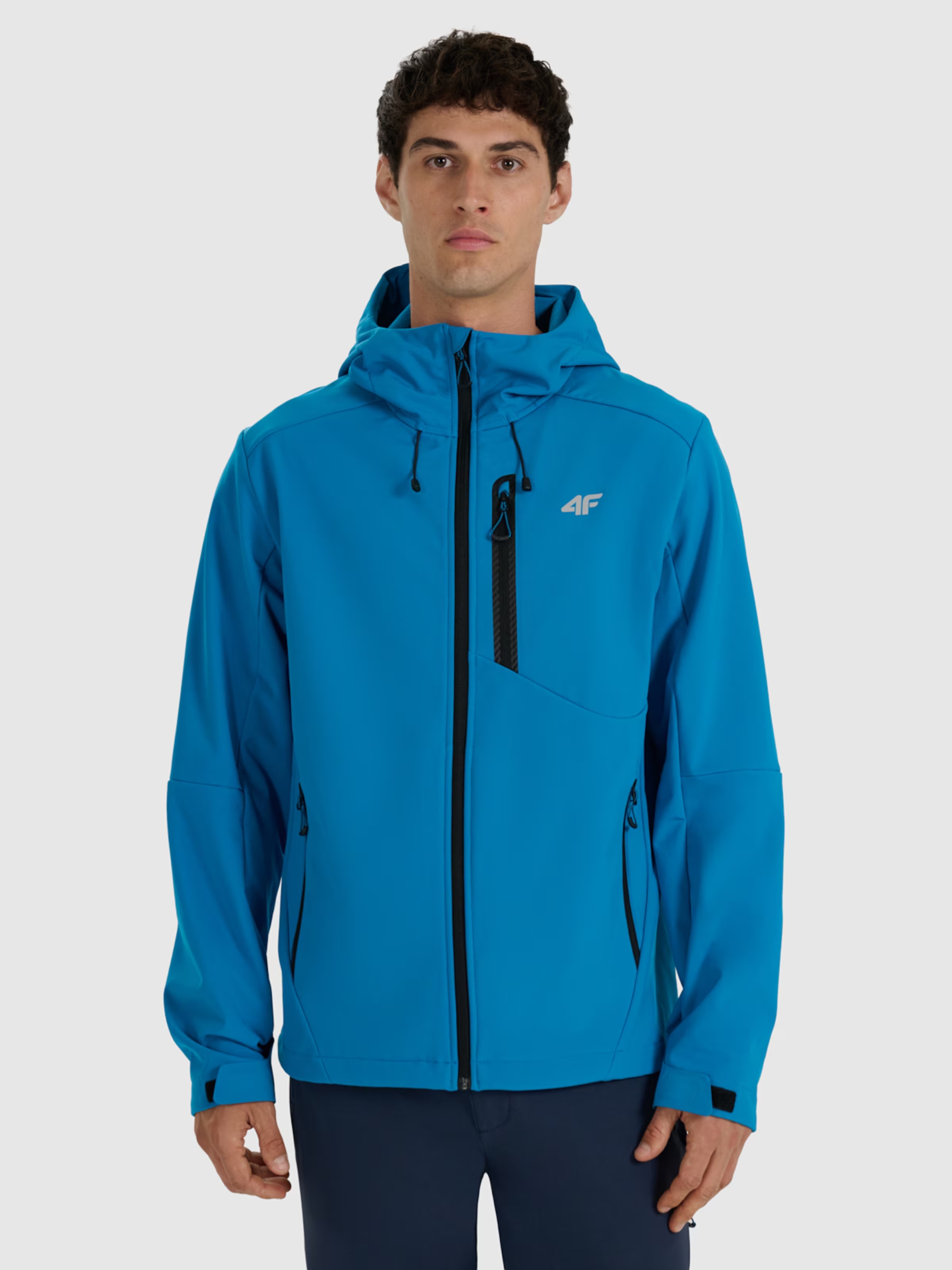 Pánská Bunda 4F Softshell Membrána 8000 s kapucí Modrá M