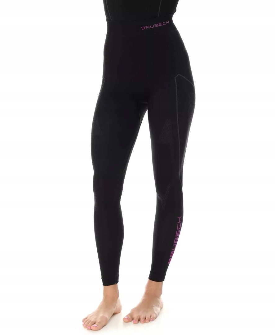 Legginsy damskie spodnie termoaktywne Brubeck Thermo czarno różowe roz. S
