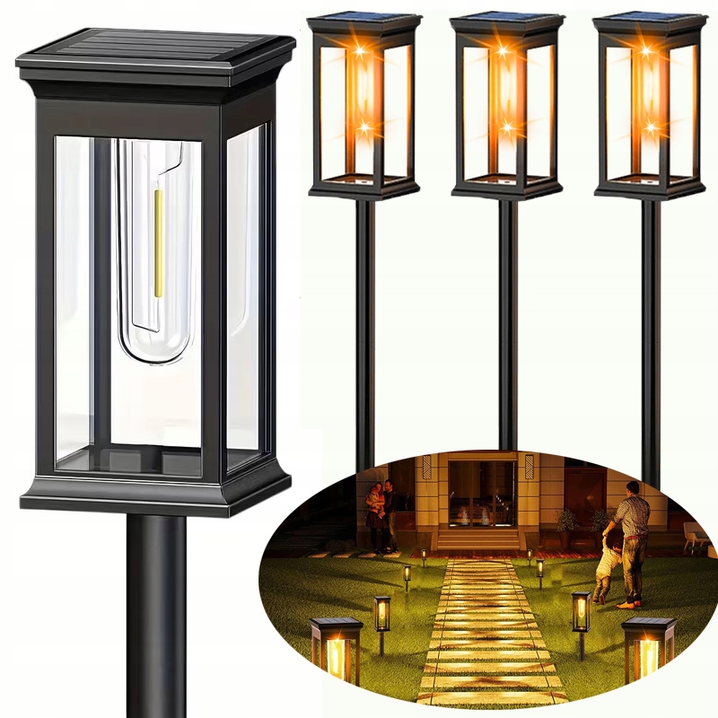 4x Ogrodowa Lampa Solarna Ozdobna Latarenka Wbijana Słupek Filament