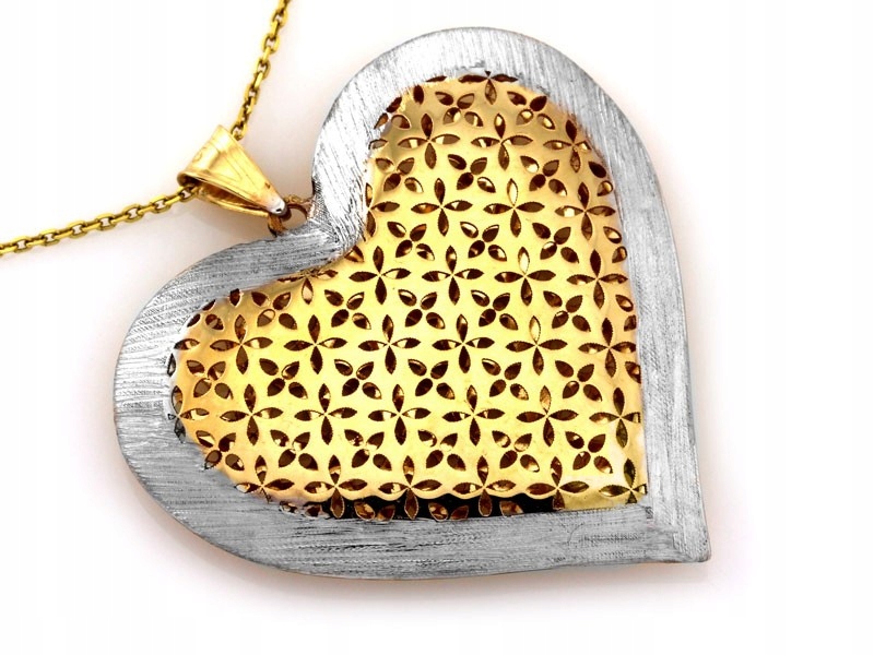 Zlatý přívěsek 585 dvoubarevné srdce s prolamováním 3.87 g, šperk jako dárek