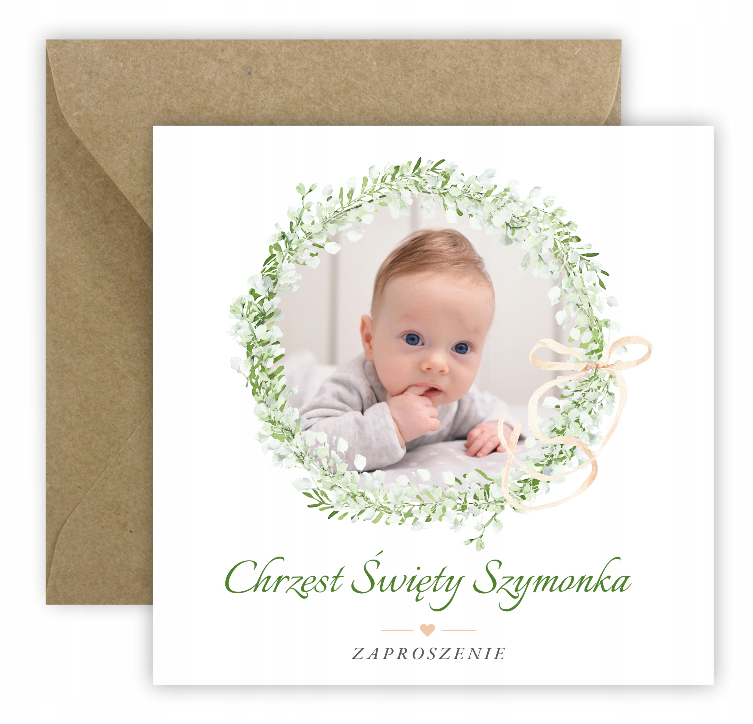 ZAPROSZENIA NA CHRZEST ZE ZDJĘCIEM + IMIĘ +KOPERTA
