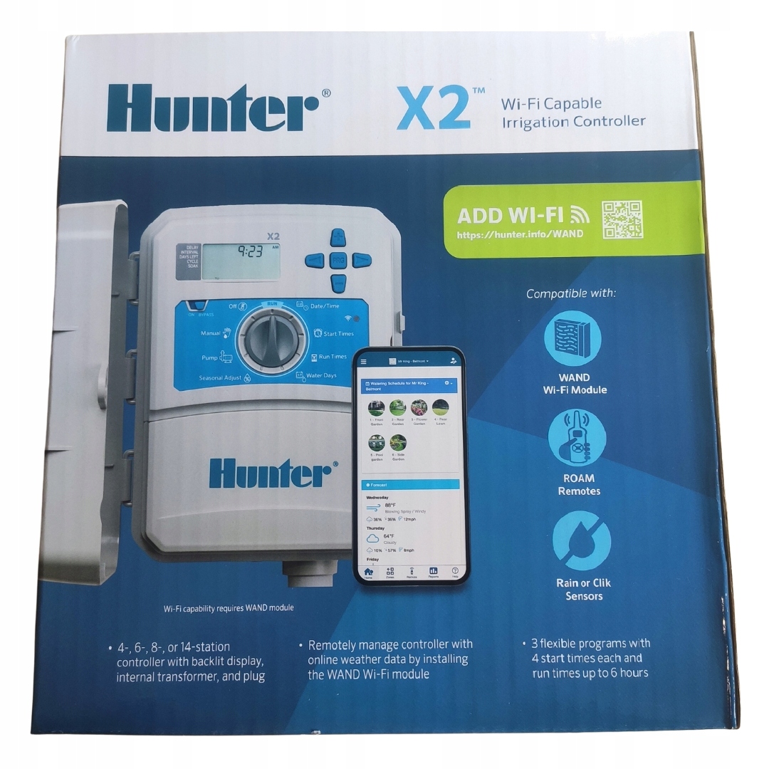 Ovládač Hunter X2 vonkajší 6-sekčný, kompatibilný s modulom Wand WiFi