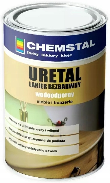 Chemstal Uretal Lakier Alkidowy Wodoodporny Bezbarwny Połysk 5L