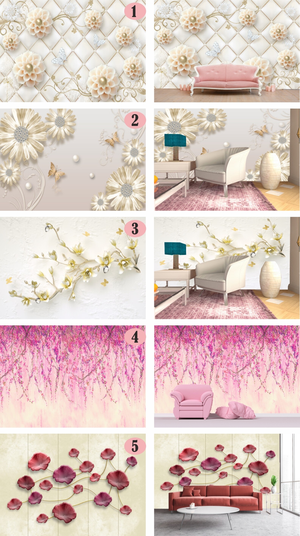 FOTOTAPETA GRAFIKA 3D KWIATY LIŚCIE MALARSTWO Marka FotoDream