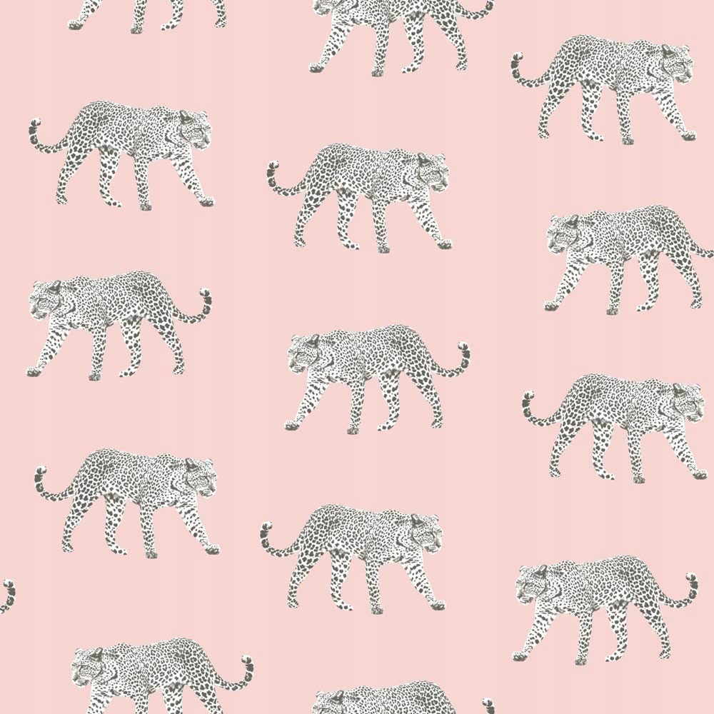 Ružová zvieracia leopardia tapeta na vlies