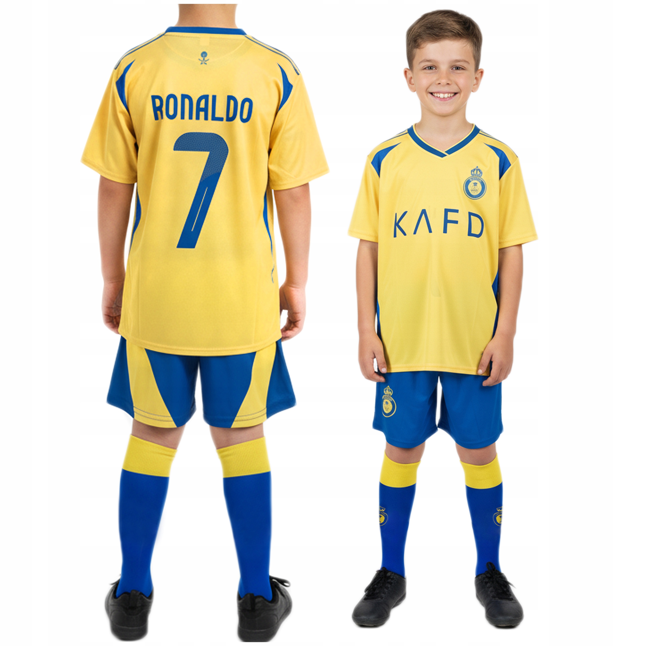 Strój Piłkarski Ronaldo Al Nassr z Getrami 116 cm Komplet Dla Dzieci