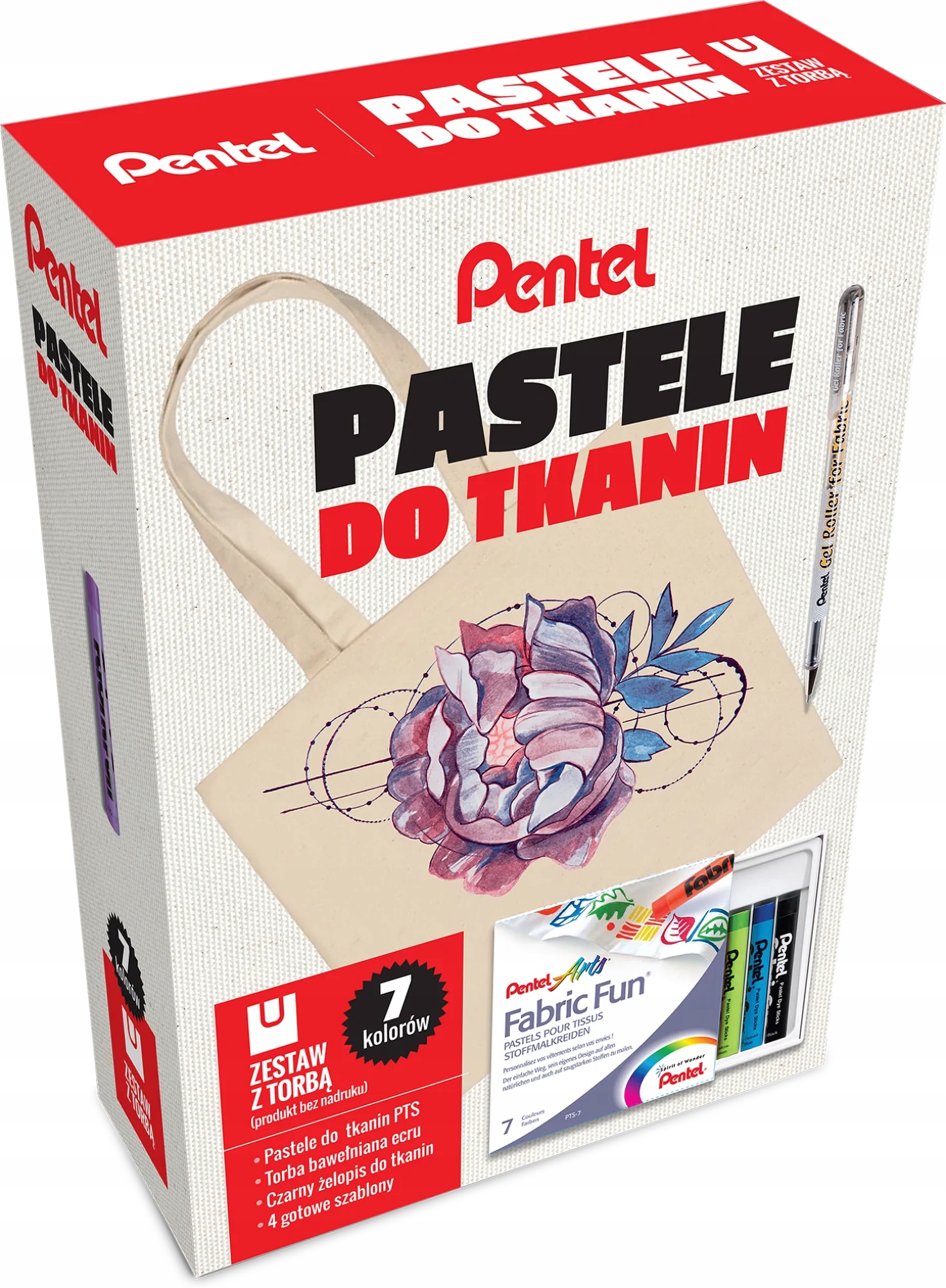 Pastele do TKANIN Pentel + Torba i długopis ZESTAW