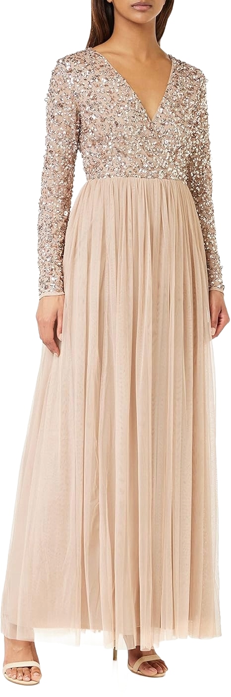 Maya Deluxe Plus Size Šaty Béžová Glamour 48 Jpa