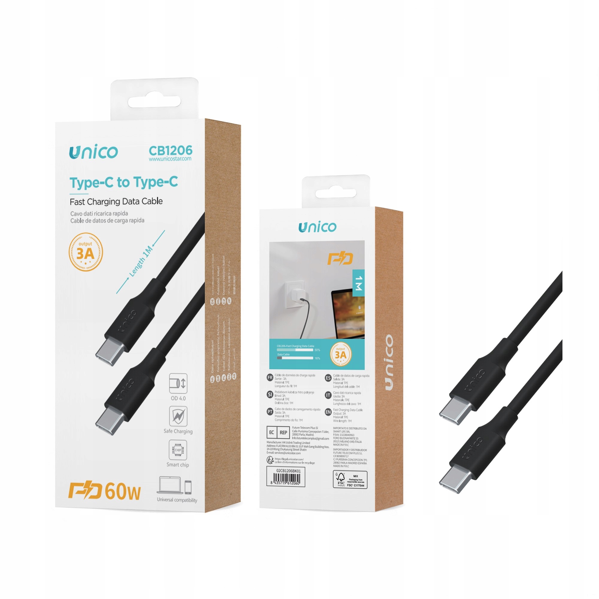 Kabel Przewód Usb Typu C Do Usb Typu C Szybkie Ładowanie Pd 60W 1M Czarny