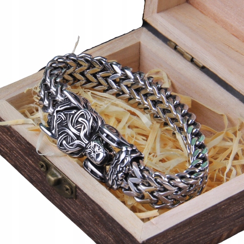 

Męska Stalowa Bransoleta Wiking Viking Smok Gruba